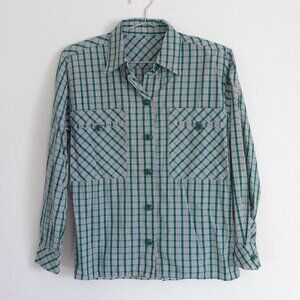 VINTAGE Green plaid button up